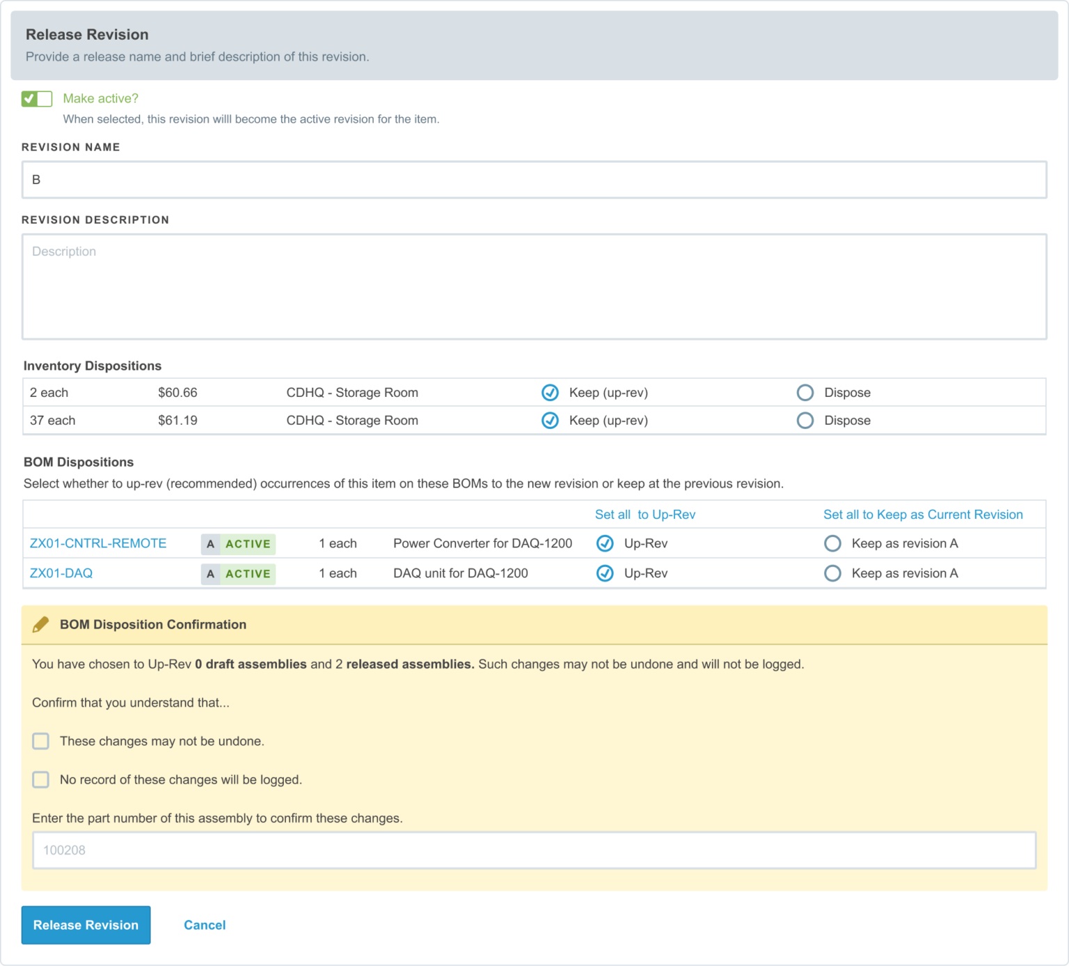 Bom Change Note Form BOM Revision Practices - Aligni